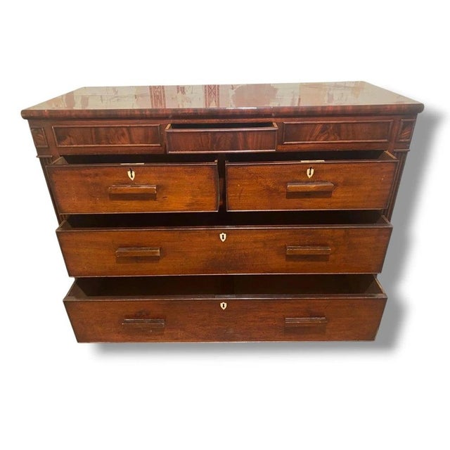 Brown Antique Mahogany Chest of Drawers with Secret Compartment, 19th Century For Sale - Image 8 of 11