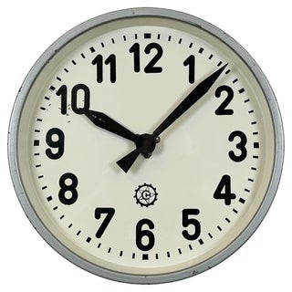 Industrial Grey Factory Wall Clock from Chronotechna, 1950s For Sale