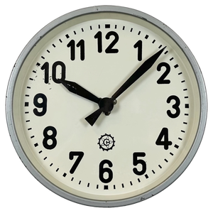 Industrial Grey Factory Wall Clock from Chronotechna, 1950s