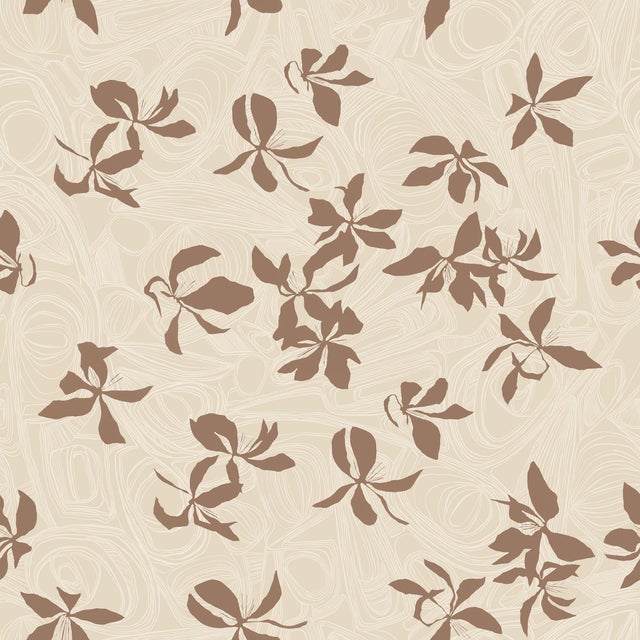 Floating Petals Wallpaper by Susan Hable in Mauve, White and Tan For Sale