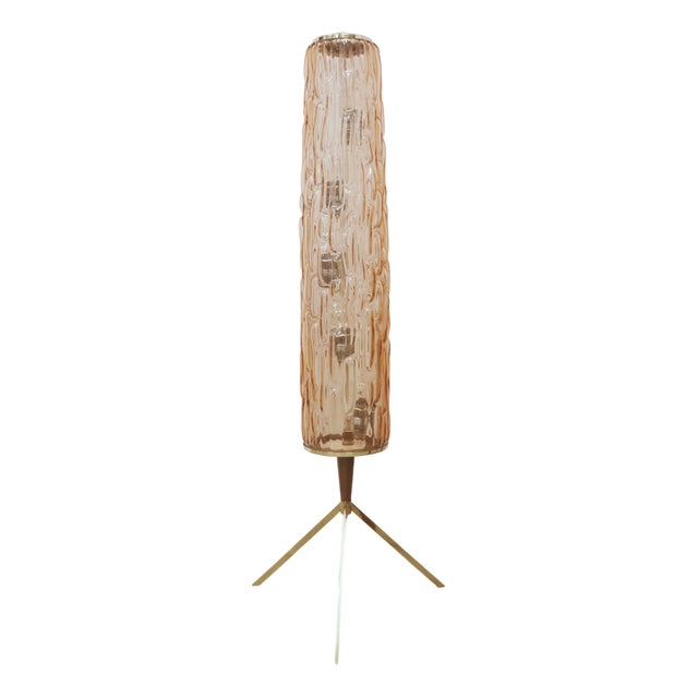 Brass and Glass Tripod Floor Lamp by Rupert Nikoll, 1960s For Sale