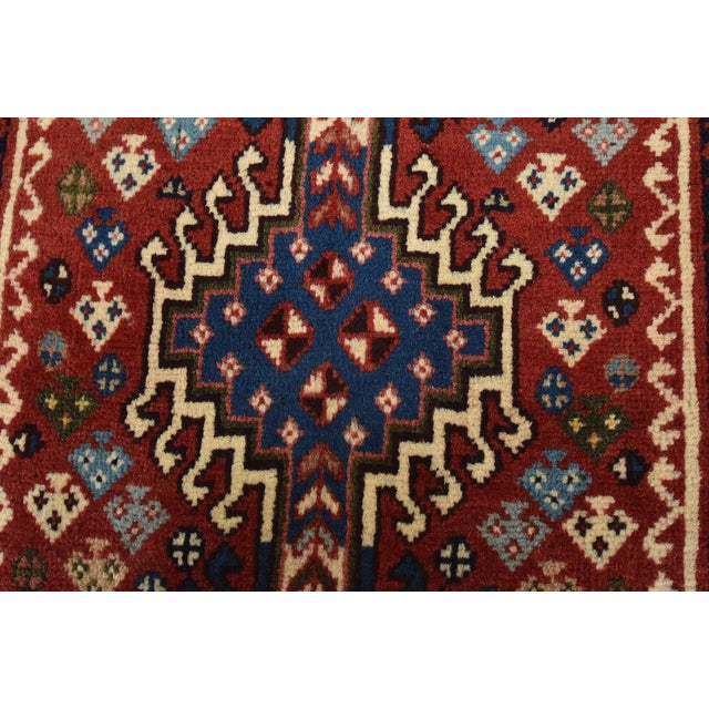 Yalameh Rug 1’9” X 2’8” Red Wool Vintage Tribal Hand-Knotted Oriental Carpet For Sale - Image 4 of 8