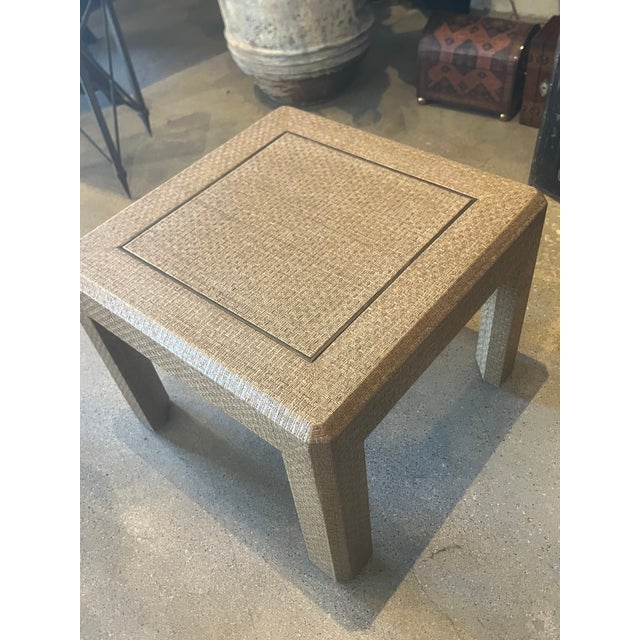 MidCentury High Style Vintage Raffia Side Table Chairish