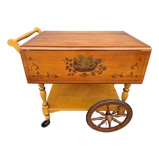 1940's Traditional Style Rolling Trolley Dry Bar Cart by Heywood Wakefield For Sale