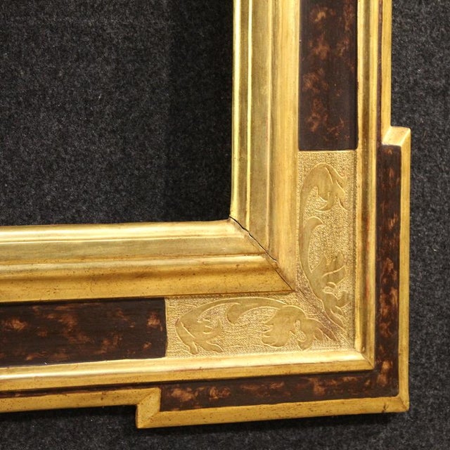 Wood Vintage Italian Gilded and Painted Frame, 1920 For Sale - Image 7 of 13