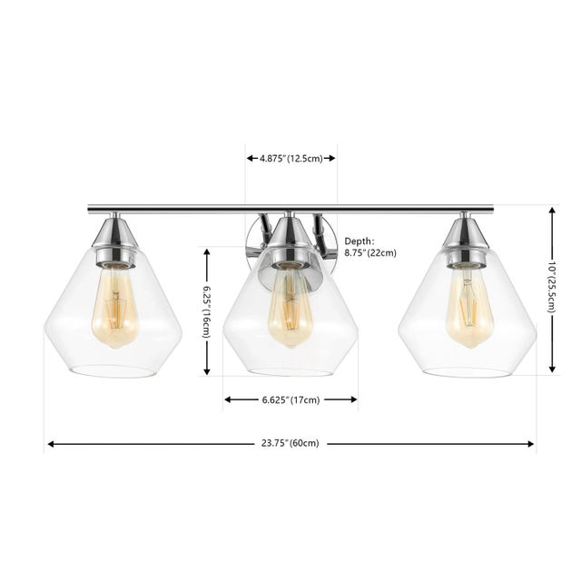 Modern Amani 3-Light 23.75" Wall Sconce in Chrome/Clear For Sale - Image 3 of 3