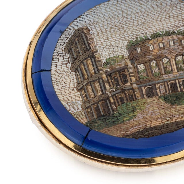 Late 19th Century Antique Italian Gold Framed Roman Colosseum Micro Mosaic Brooch, 1880 For Sale - Image 5 of 9