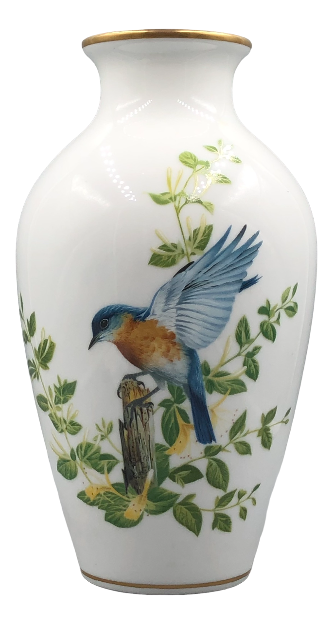 The Bluebirds of Summer Vase in Porcelain by A.J. Rudisill