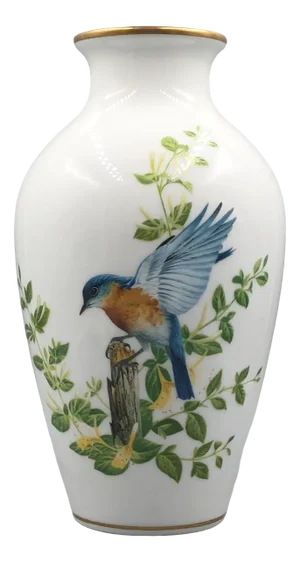 The Bluebirds of Summer Vase in Porcelain by A.J. Rudisill, 1985