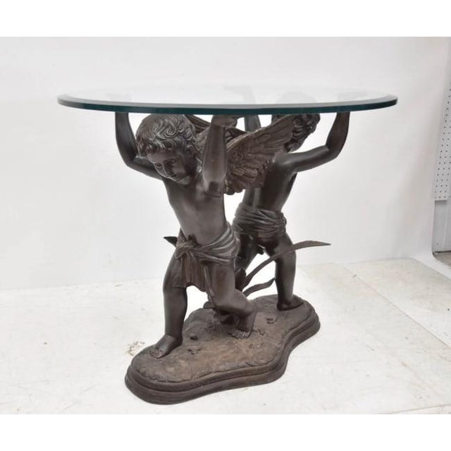 Metal 1970s Bronze Cherub Foyer Table For Sale - Image 7 of 10