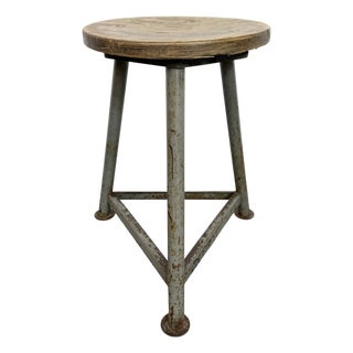Industrial Grey Workshop Stool, 1960s For Sale