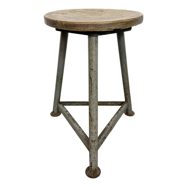 Industrial Grey Workshop Stool, 1960s For Sale