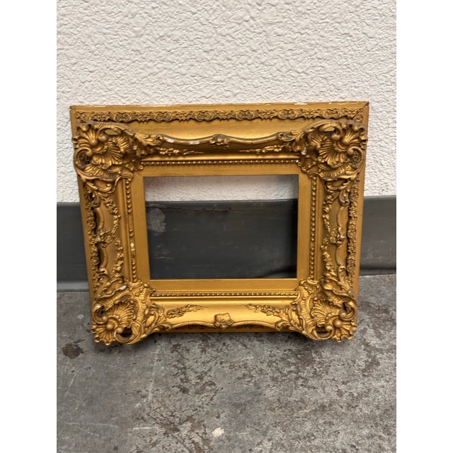 Wood Small Rococo Style Gilt Picture Frame, Antique For Sale - Image 7 of 12