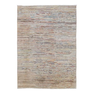 Modern Multicolor Hand Knotted Wool Rug For Sale
