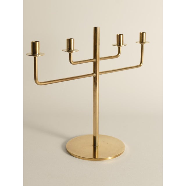 Gold Scandinavian Modern Brass Candelabra by Hans-Agne Jakobsson, Markaryd, 1960s For Sale - Image 8 of 13