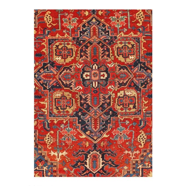 Pasargad DC Rust Antique Persian Heriz Serapi Rug For Sale - Image 4 of 5