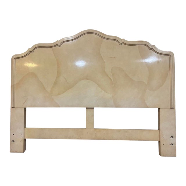 Late 20th Century Henredon French Provincial Headboard in Professionally Lacquered Goatskin Finish For Sale