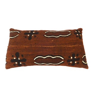 Brown African Mud Cloth Bogolan Lumbar Pillow For Sale