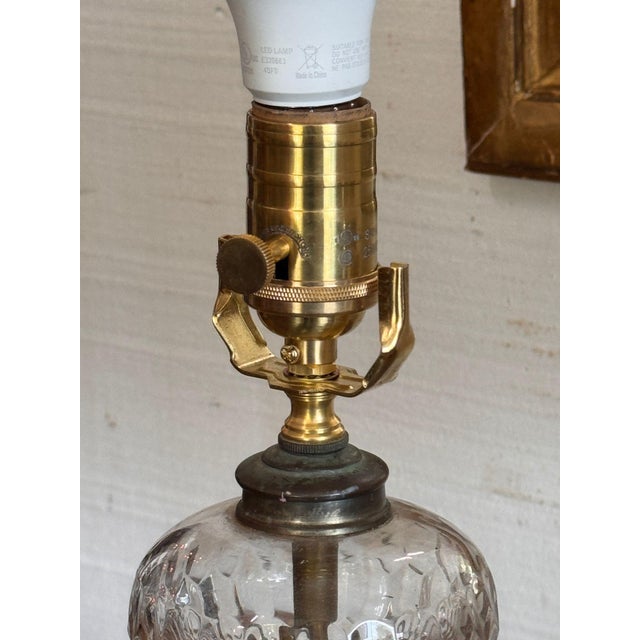 Early 19th Century French Empire Lamps With Cut Glass Fonts - Pair For Sale - Image 11 of 12