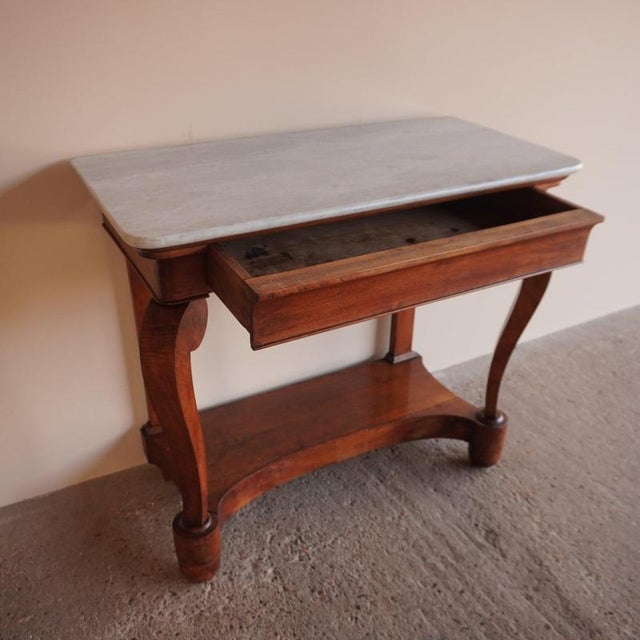 Marble and Walnut Console Table For Sale - Image 13 of 18