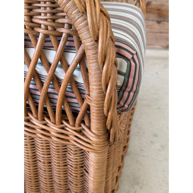 Coastal Boho Rattan Braid Lounge Chair & Ottoman by Henry Link For Sale - Image 11 of 12