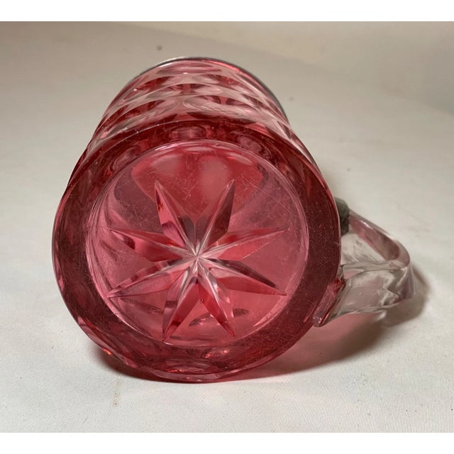 Rare Antique Hand Cut to Clear Ruby Glass Pewter Czech Lidded Beer Stein Mug For Sale - Image 12 of 12