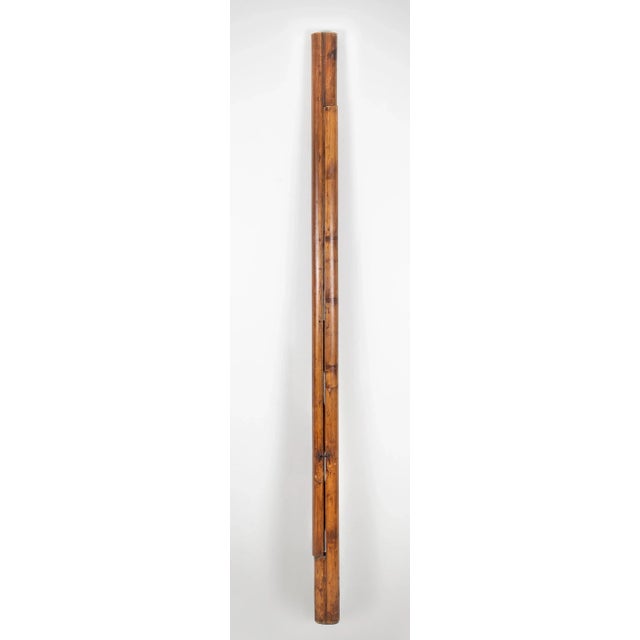 Pine collapsible library pole ladder with six rungs. A very clever mechanism folds the six rungs into the body of the...