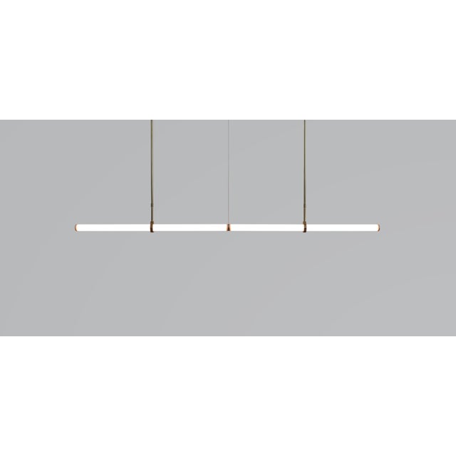Contemporary Linear Light LO015 Pendant Light in Satin Brass by Naama Hofman For Sale - Image 3 of 15