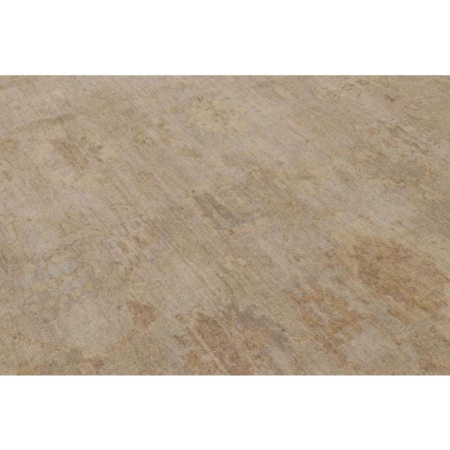 Rug & Kilim’s Oversized Contemporary Oushak Style Rug With Floral Pattern in Beige For Sale In New York - Image 6 of 11