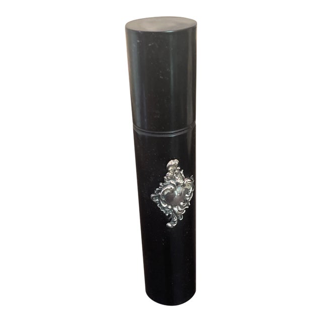 Antique Victorian Celluloid & Sterling Silver Cylinder Box For Sale