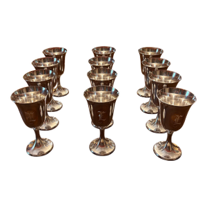 Mid 20th Gorham Century Sterling Silver Goblets L Monogram - Set of 12