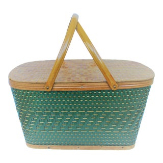European Vintage Farmhouse Picnic Basket For Sale