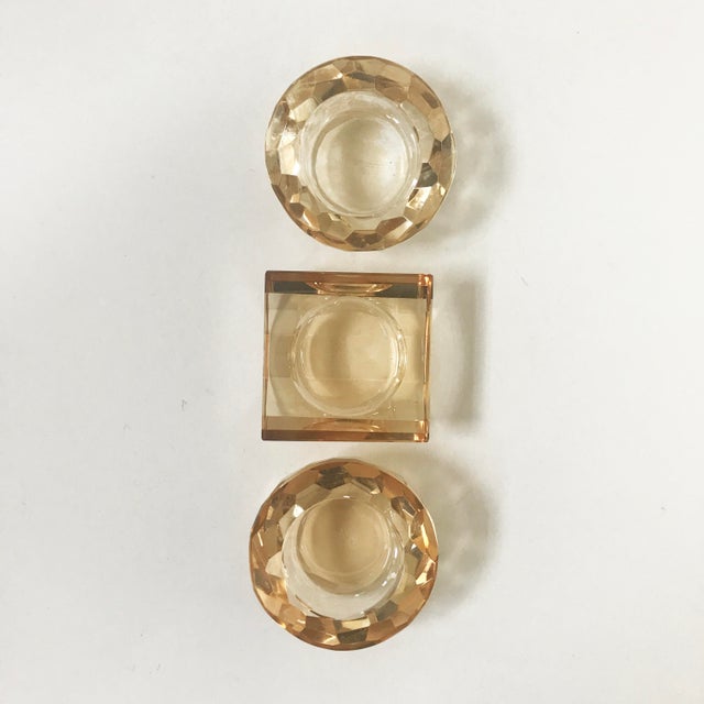 Late 20th Century Oleg Cassini Faceted Champagne Crystal Glass Votive