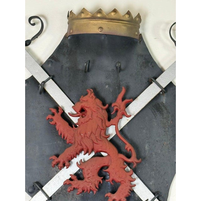 Black Pair of Vintage Iron Heraldic Wall Plaques For Sale - Image 8 of 12