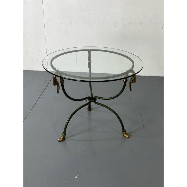 Maison Jansen Regency Steel & Brass Swann Head Side Table from Maison Jansen, 1970s For Sale - Image 4 of 10
