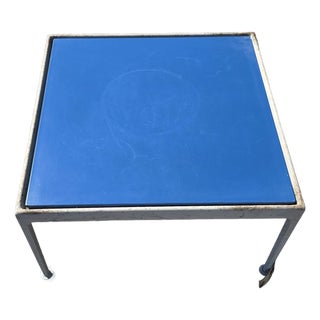 1970s Richard Schultz Style Knoll Aluminum and Blue Enamel Side-Coffee Table For Sale