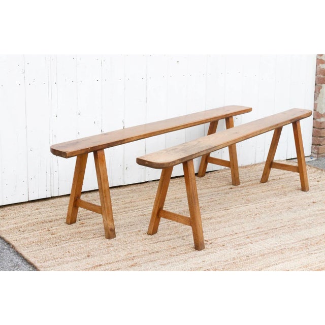 Pair of Antique French Fruitwood Benches For Sale In Los Angeles - Image 6 of 13