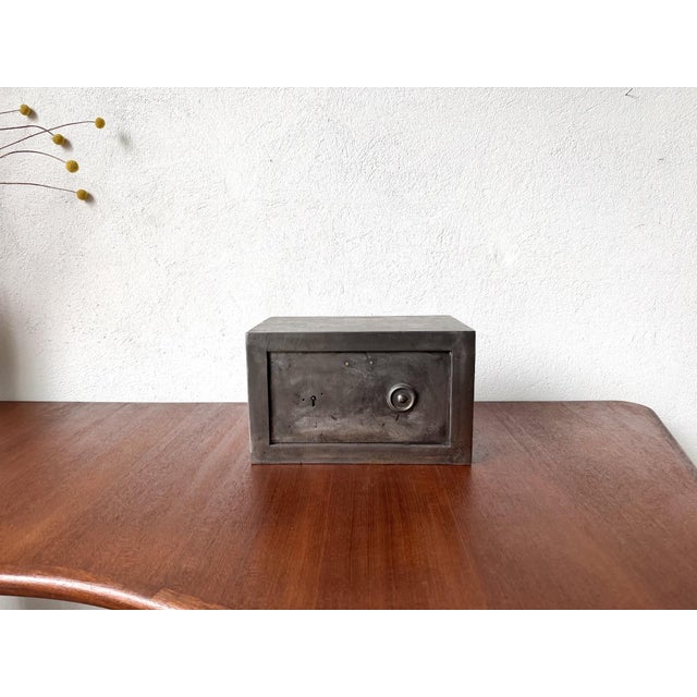 Gray Small Antique Steel Safe, 1900s For Sale - Image 8 of 18