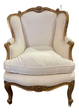 Late 19th C French Louis XV Giltwood Bergere