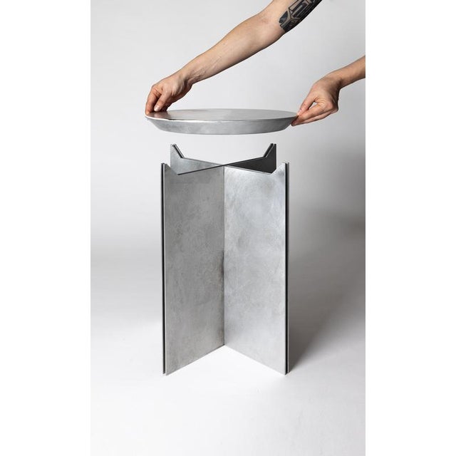 H7 Hand Decorated Metal and Aluminium Side Table by Studio Nyx For Sale - Image 9 of 18
