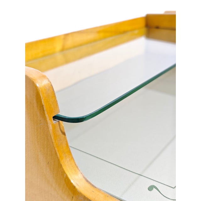 1950s Italian Maple and Glass Bedside Tables, 1950s, Set of 2 For Sale - Image 5 of 17