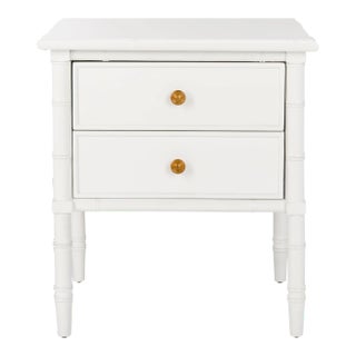 Modern Coastal 2 Drawer 25" H Bamboo Nightstand in White For Sale