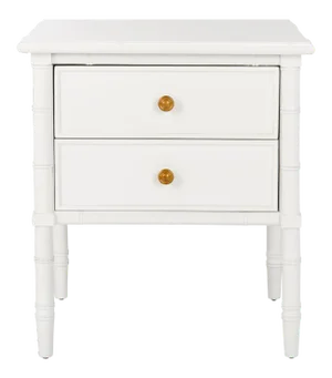 Modern Coastal 2 Drawer 25" H Bamboo Nightstand in White