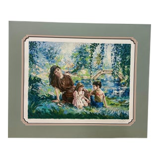 1980s Eva Makk “Realities of Joy” Signed Limited Edition Serigraph 69/275, Large Matted Print For Sale