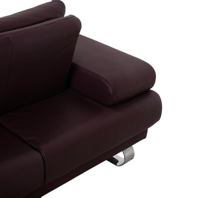 Leather Chrome Harry Corner Sofa in Bordeaux Aubergine with Manual Function from Ewald Schillig For Sale - Image 10 of 18