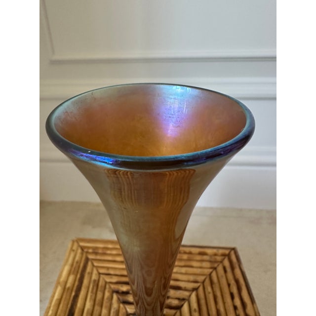 1990s Steven Lundberg Art Glass Vase With Patinaed Bronze Base For Sale - Image 10 of 18