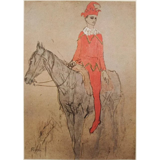 An excellent vintag period offset lithograph, full-color print, after painting "Clown a Cheval" (Clown on Horse, 1904) by...