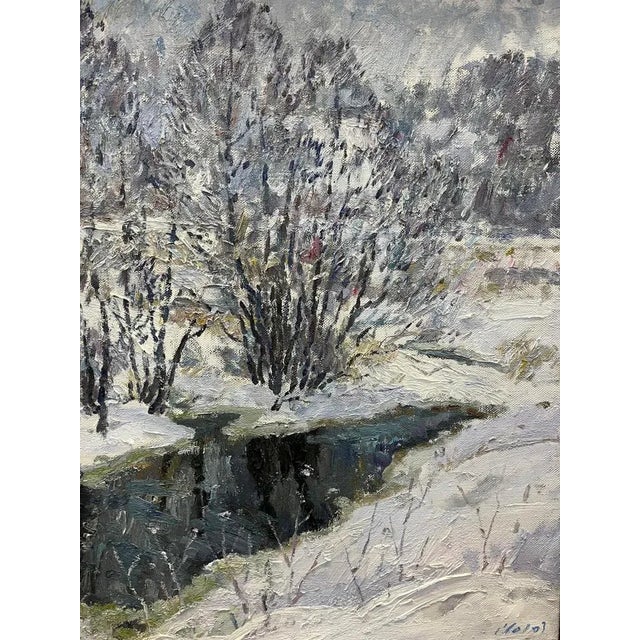 Georgij Moroz, Winter Stream, Oil Painting, 2005, Framed For Sale - Image 4 of 6