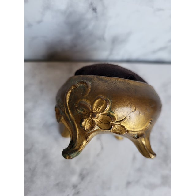 Antique Brass Footed Floral Pincushion For Sale In San Francisco - Image 6 of 10
