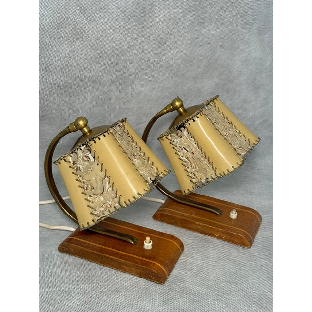 Mid-Century Table Lamps with Wooden Bases, 1950s, Set of 2 For Sale - Image 14 of 14